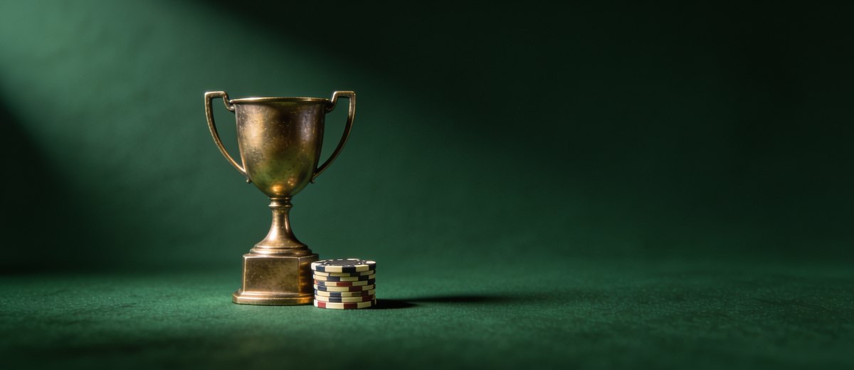 Casino tournament trophy and chips