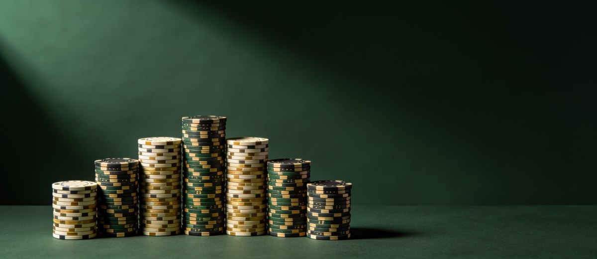 Chip stacks showing slot variance and house edge