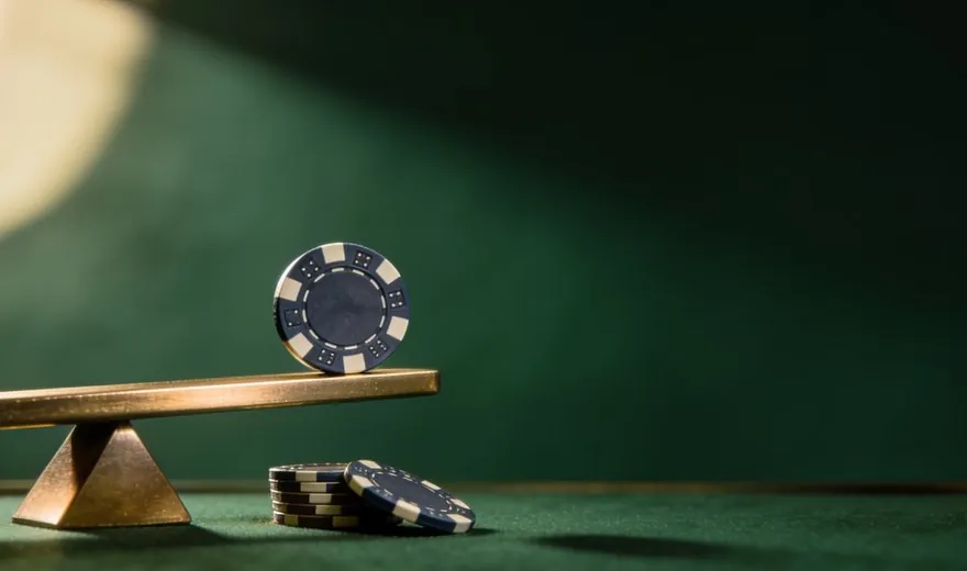 Chip stacks of falling height on green baize
