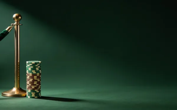 Brass rope post beside a stack of chips